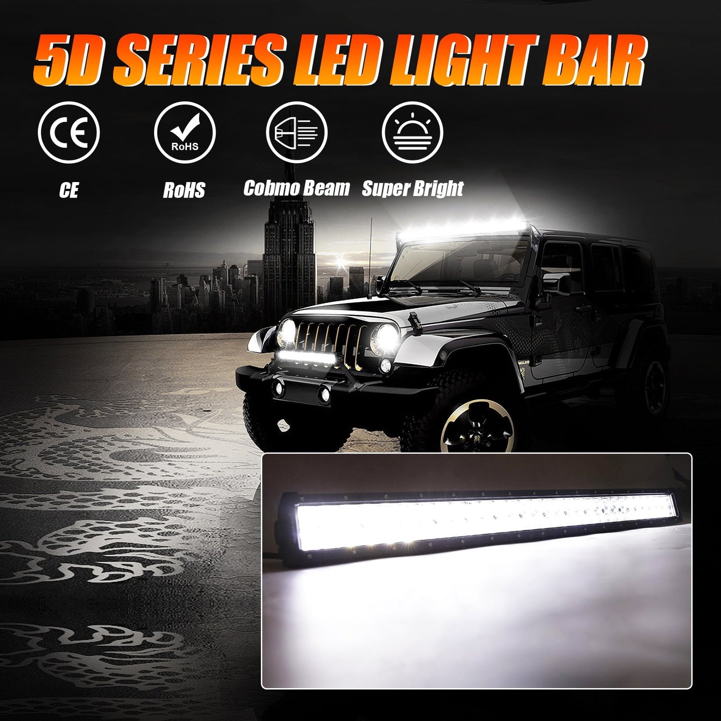 50 INCH 5D SERIES STRAIGHT/CURVED COMBO BEAM DOUBLE ROW LED LIGHT BAR FOR SUV ATV UTV TRUCKS PICKUP BOAT