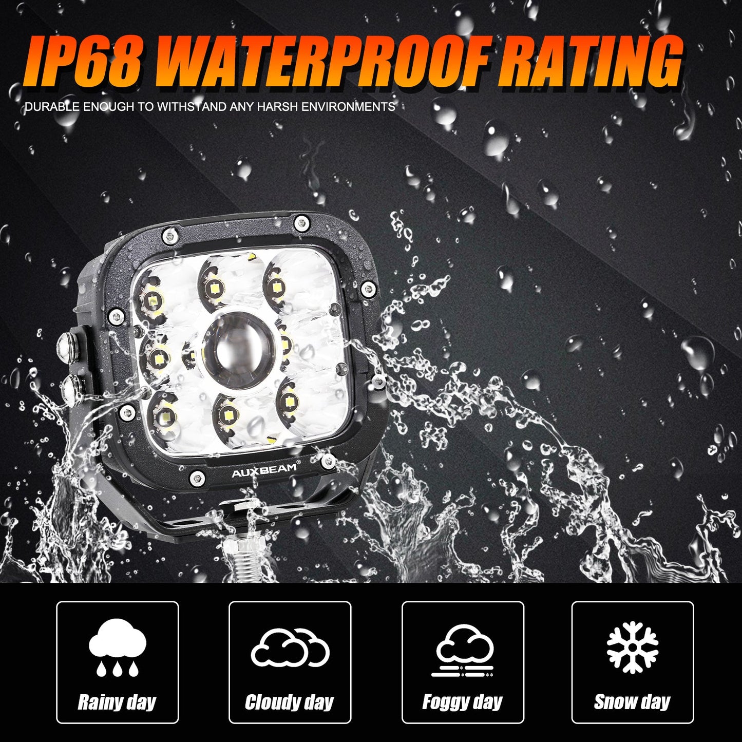 Auxbeam 5 INCH 110W WHITE/AMBER LED DRIVING LIGHTS PODS LIGHT FOR SUV JEEP FORD OFF-ROAD PICKUP TRUCK TRACTOR