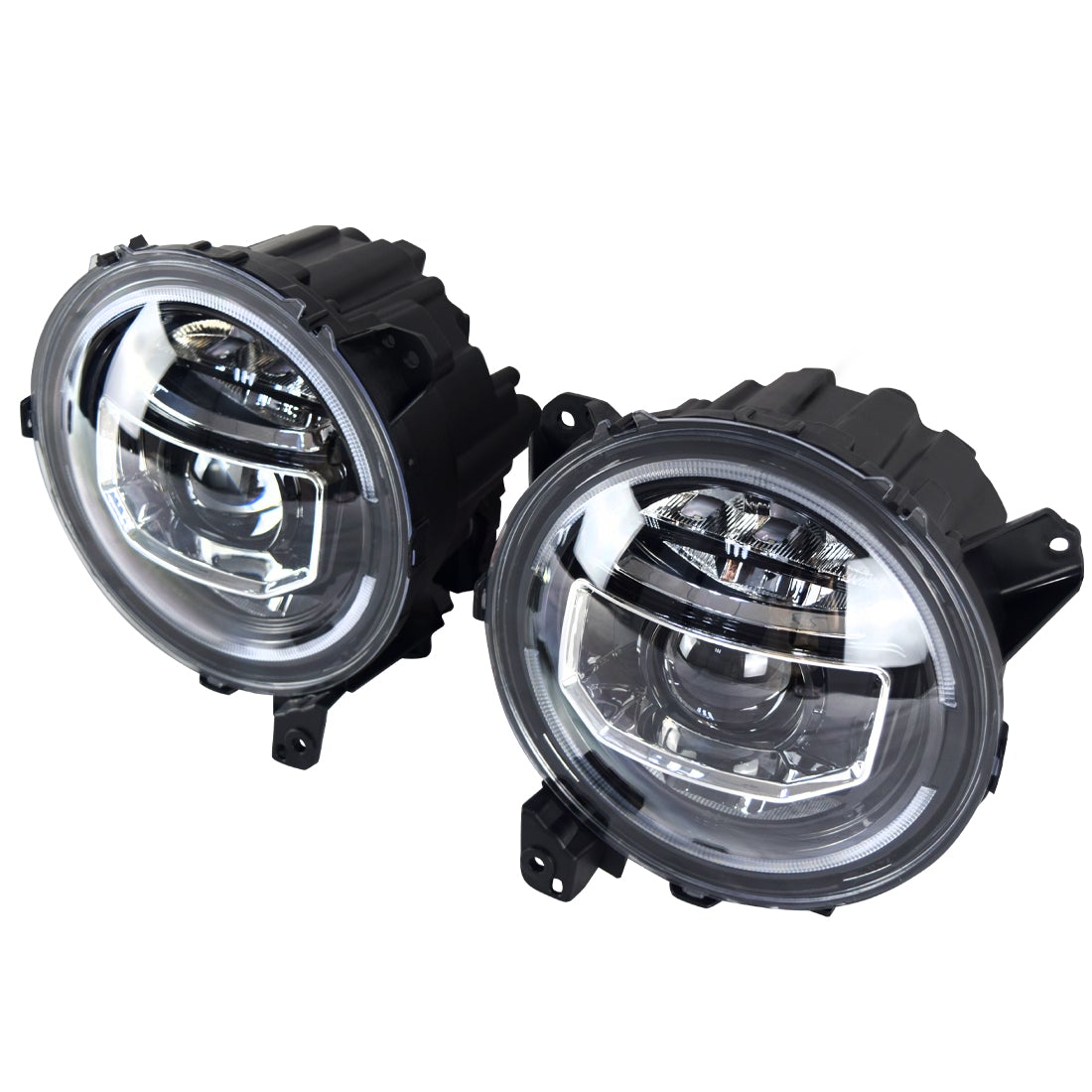 9 INCH LED HALO HEADLIGHTS & DEMON GRILLE W/LED OFF-ROAD LIGHTS COMBO FOR 18-23 JEEP WRANGLER JL & GLADIATOR JT