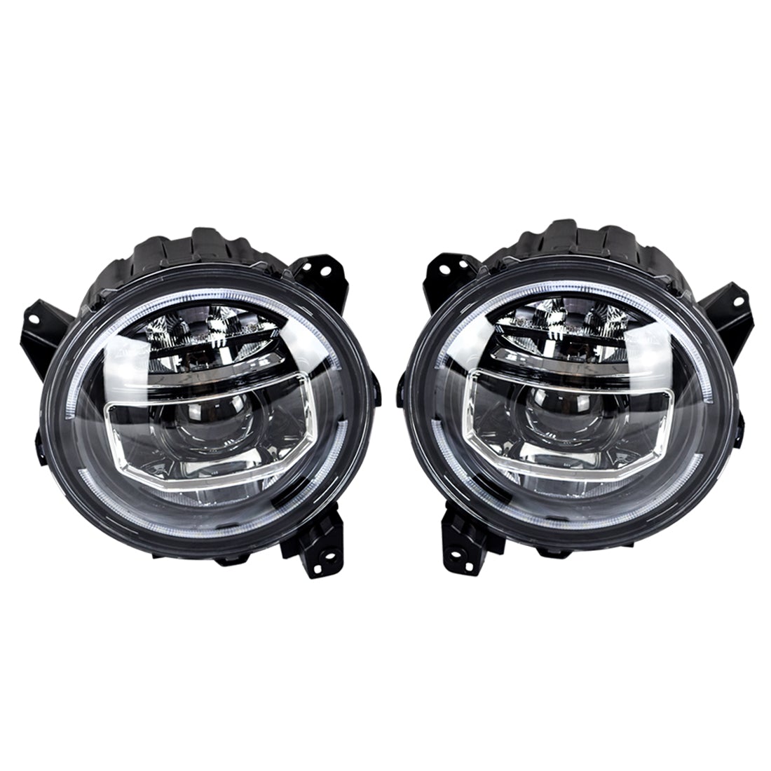 9 INCH LED HALO HEADLIGHTS & DEMON GRILLE W/LED OFF-ROAD LIGHTS COMBO FOR 18-23 JEEP WRANGLER JL & GLADIATOR JT