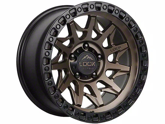 Lock Off-Road Lunatic Matte Bronze with Matte Black Ring 6-Lug Wheel; 17x9; -12mm Offset