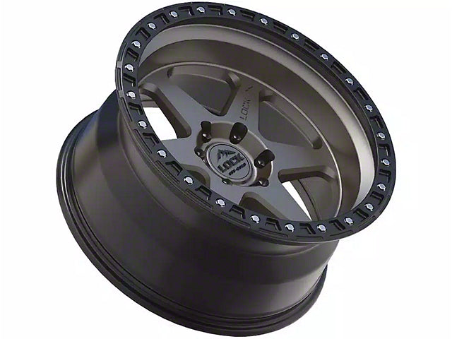 Lock Off-Road Olympus Matte Grey with Matte Black Ring 6-Lug Wheel; 17x9; -12mm Offset
