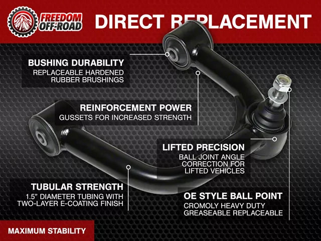 Freedom Offroad Front Upper Control Arms for 2 to 4-Inch Lift
(05-23 6-Lug Tacoma)
