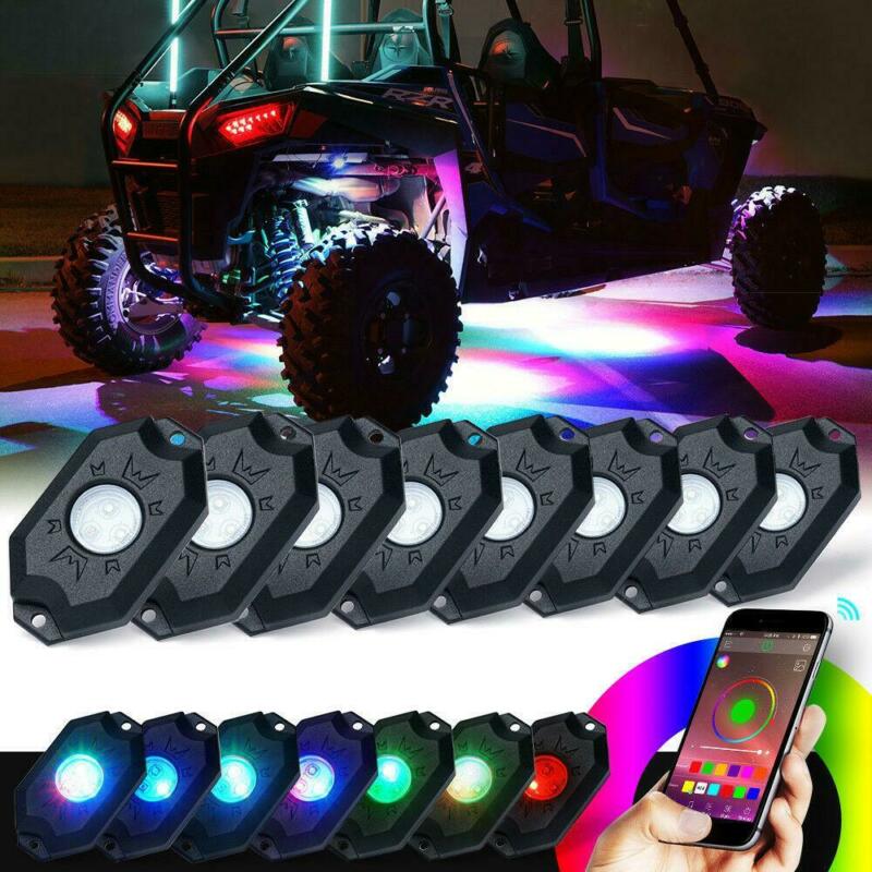 8 PCS/SET RGB LED ROCK LIGHT SET WITH BLUETOOTH CONTROLLER FOR ATV UTV