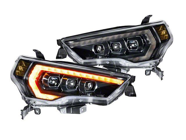 Morimoto XB LED Headlights with Amber DRL; Black Housing; Clear Lens (21-23 4Runner w/ Factory LED Low/Halogen High Beam Headlights)