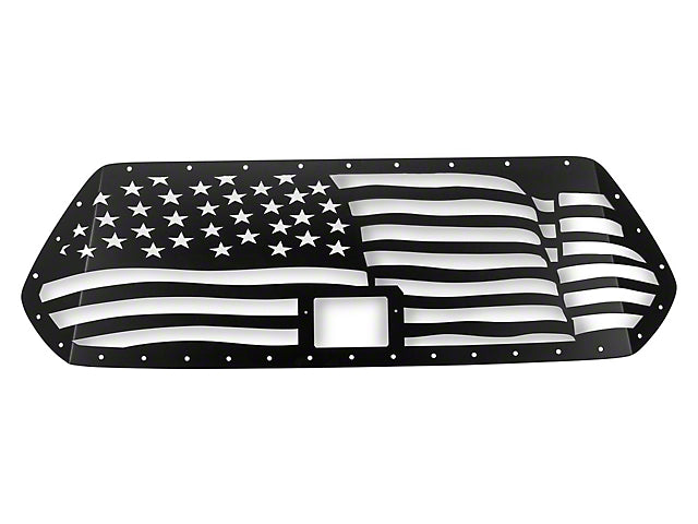 1-Piece Steel Pro Style Upper Grille Overlay; American Flag Wave (18-23 Tacoma)