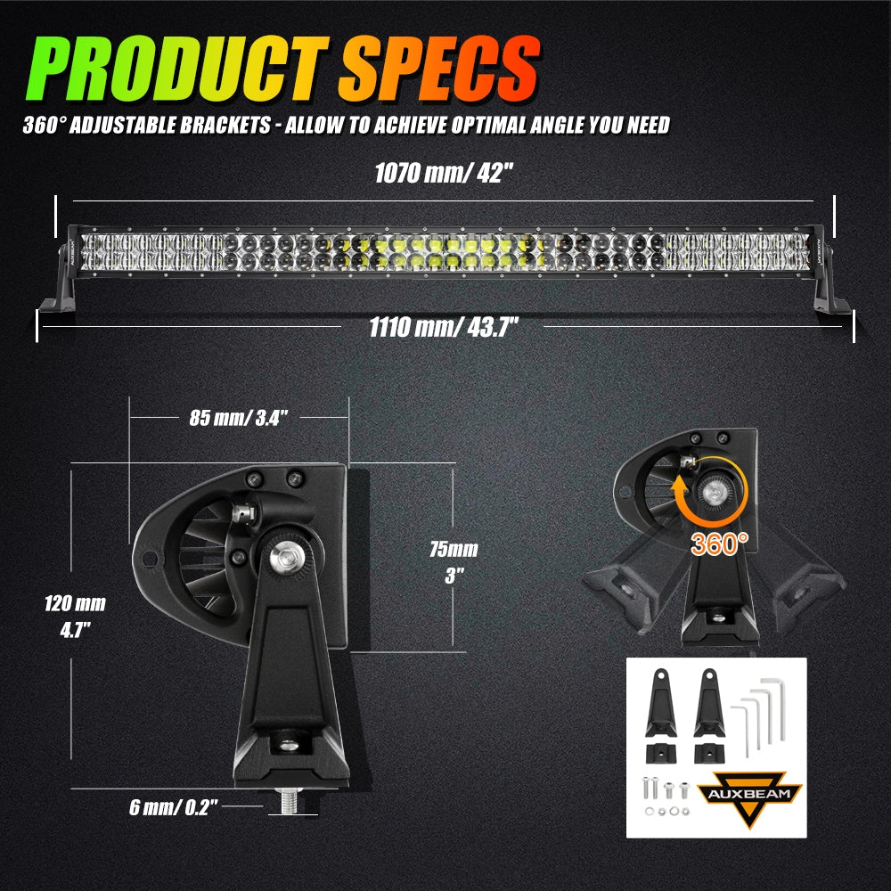 NEW 42 INCH V-PRO SERIES CURVED RGBW COLOR CHANGING OFF ROAD LED LIGHT BAR FOR ATV UTV SIDE BY SIDES