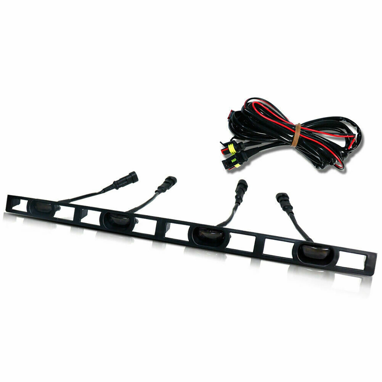 LED FRONT HOOD GRILLE LIGHT WHITE LIGHT RETROFIT WITH WIRING HARNESS FIT FOR TOYOTA TACOMA TRD PRO 2012-2015 (SMOKED SHELL)