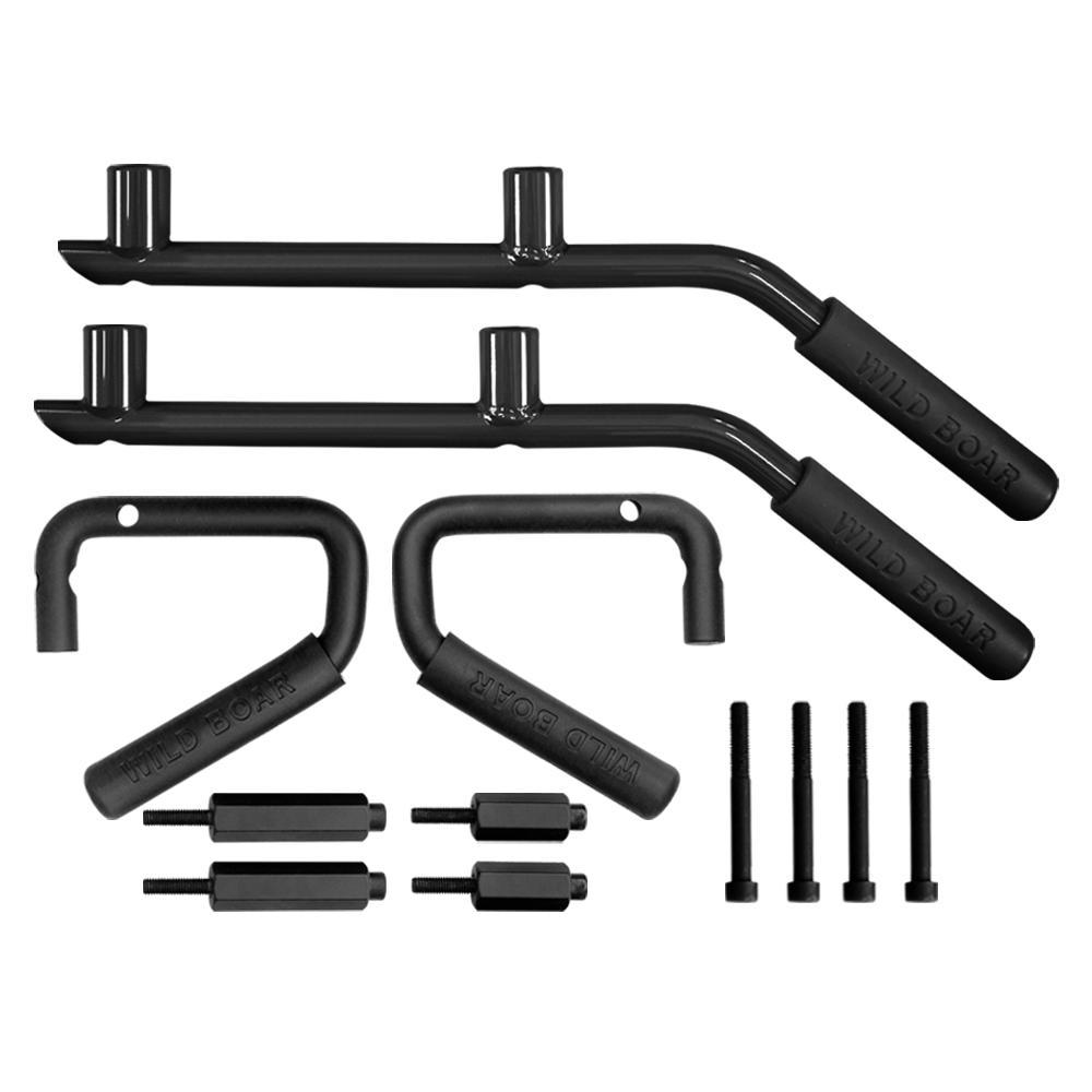 FRONT & REAR GRAB HANDLES & ALUMINUM DOOR GRAB HANDLE INSERTS COVER COMBO-BLACK FOR 07-18 JEEP WRANGLER JK/JKU