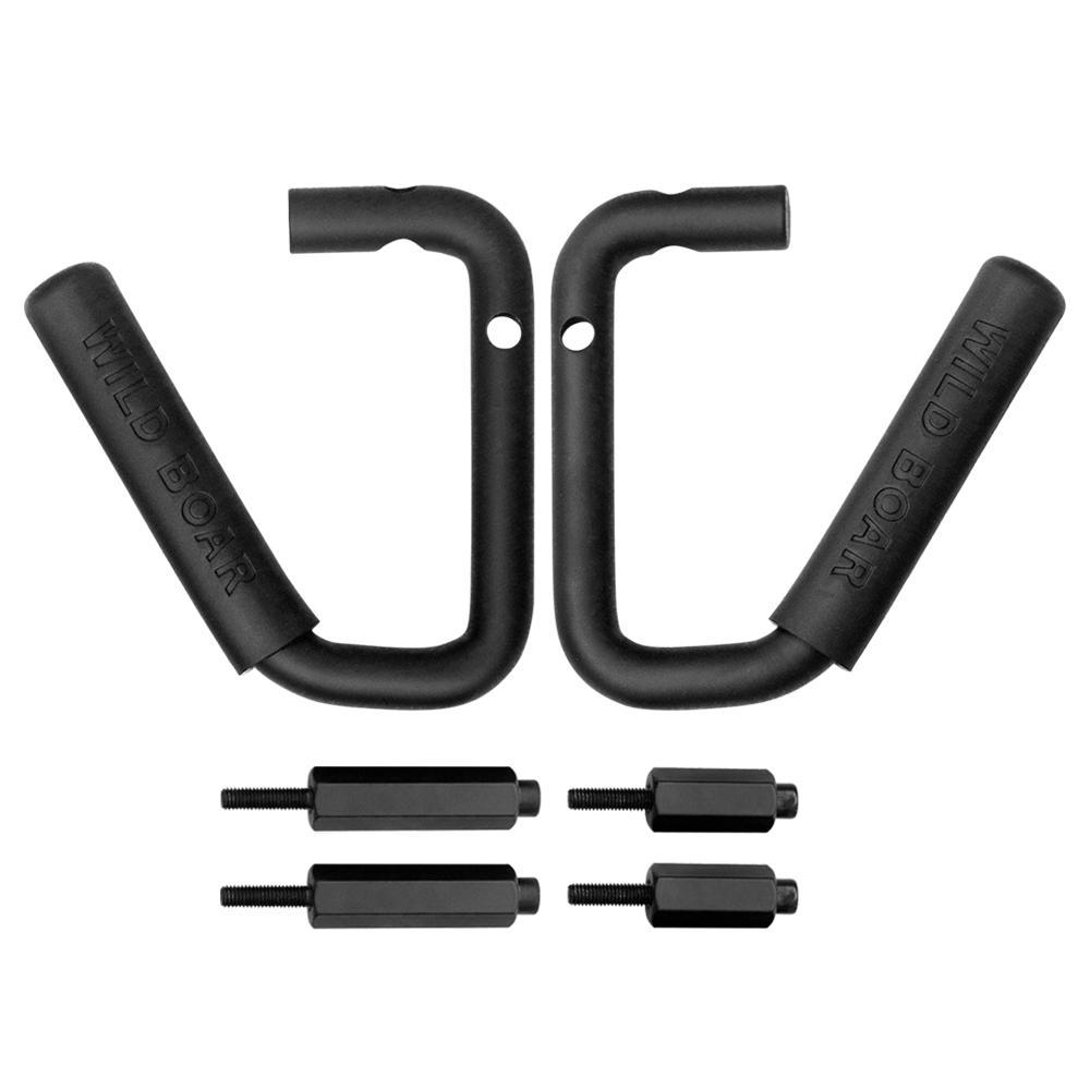 FRONT & REAR GRAB HANDLES & ALUMINUM DOOR GRAB HANDLE INSERTS COVER COMBO-BLACK FOR 07-18 JEEP WRANGLER JK/JKU