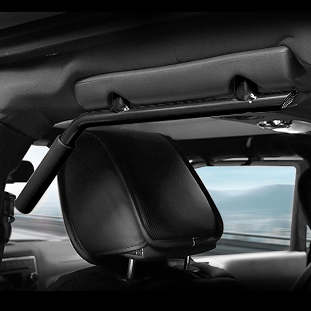 FRONT & REAR GRAB HANDLES & ALUMINUM DOOR GRAB HANDLE INSERTS COVER COMBO-BLACK FOR 07-18 JEEP WRANGLER JK/JKU