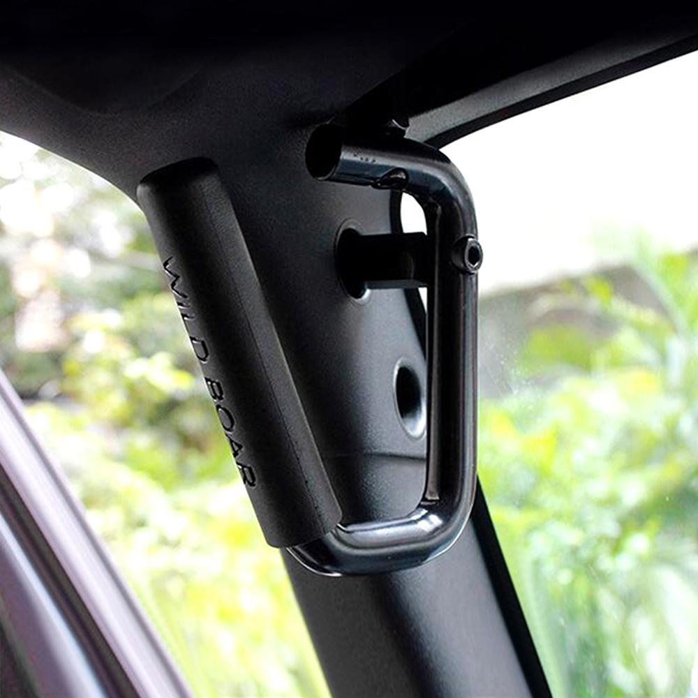 FRONT & REAR GRAB HANDLES & ALUMINUM DOOR GRAB HANDLE INSERTS COVER COMBO-BLACK FOR 07-18 JEEP WRANGLER JK/JKU