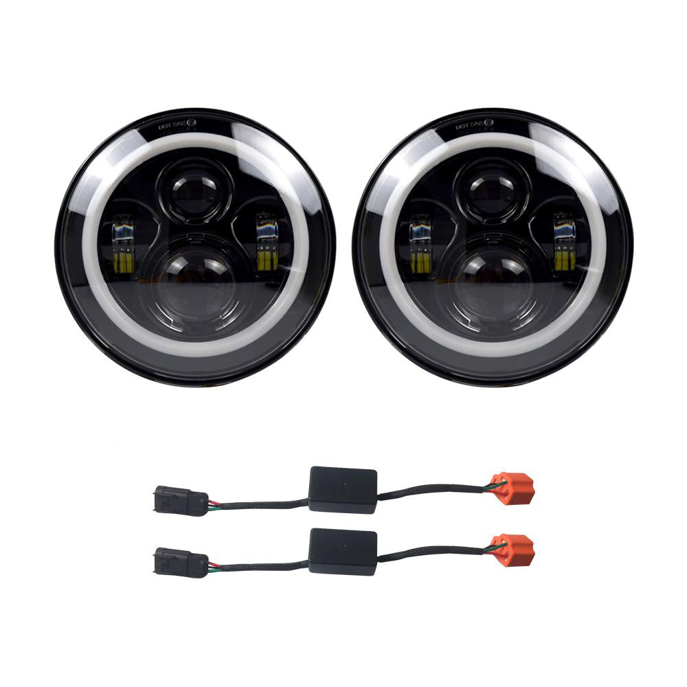 HALO HEADLIGHTS & SHARK GRILLE COMBO FOR 07-18 WRANGLER JK