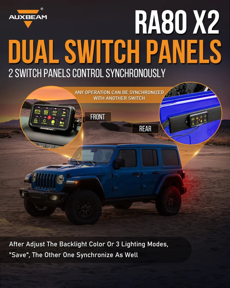 RA80 X2 RGB SWITCH PANEL, TOGGLE/ MOMENTARY/ PULSED MODE SUPPORTED(WITHOUT APP)