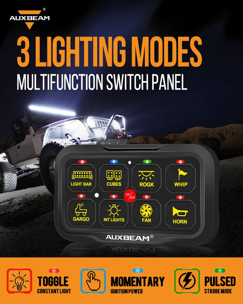 RA80 X2 RGB SWITCH PANEL, TOGGLE/ MOMENTARY/ PULSED MODE SUPPORTED(WITHOUT APP)