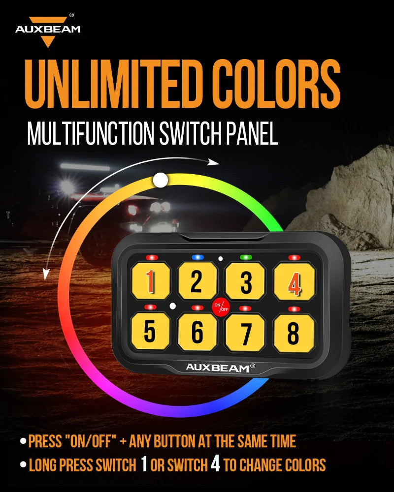 RA80 X2 RGB SWITCH PANEL, TOGGLE/ MOMENTARY/ PULSED MODE SUPPORTED(WITHOUT APP)
