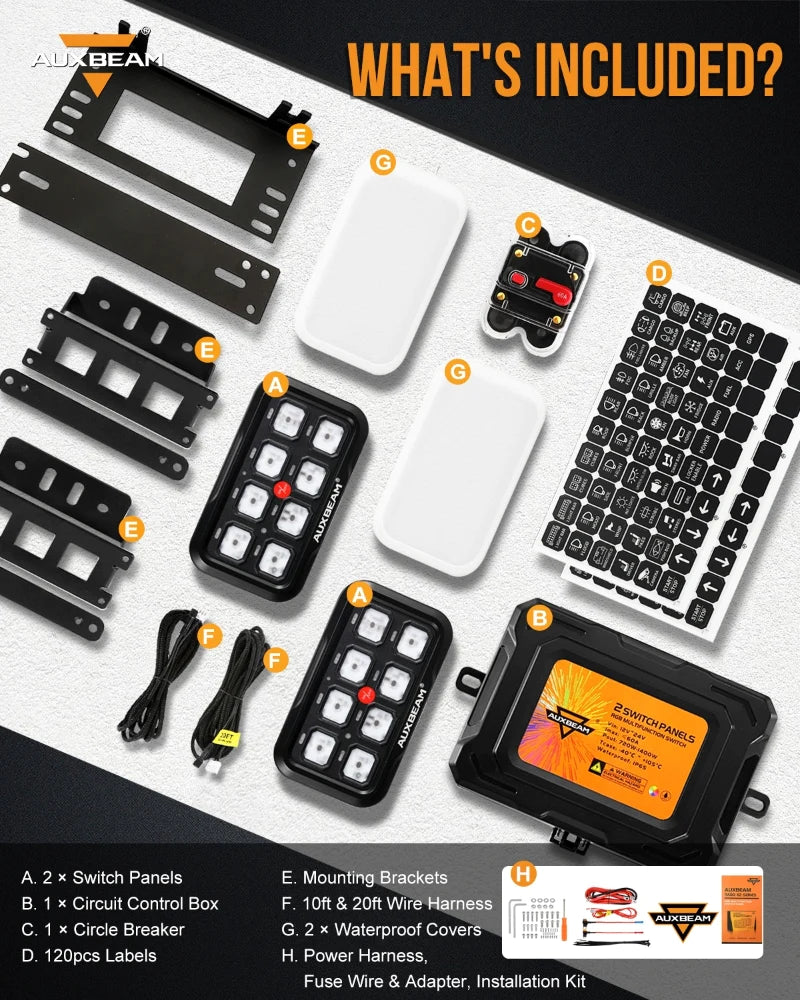 RA80 X2 RGB SWITCH PANEL, TOGGLE/ MOMENTARY/ PULSED MODE SUPPORTED(WITHOUT APP)