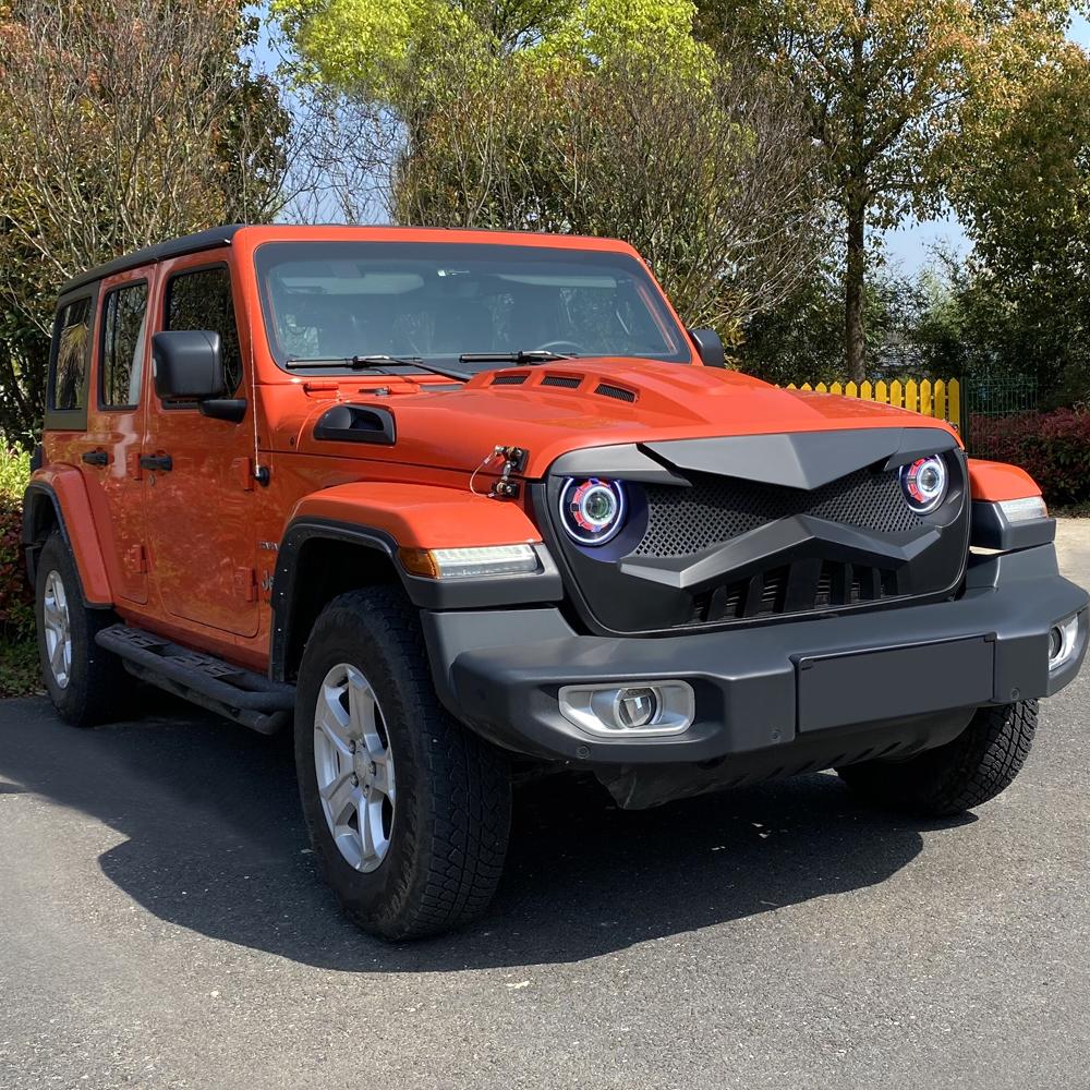 HAWKE GRILLE - MATTE BLACK FOR 18-23 JEEP WRANGLER JL & GLADIATOR JT W/O TRAILCAM