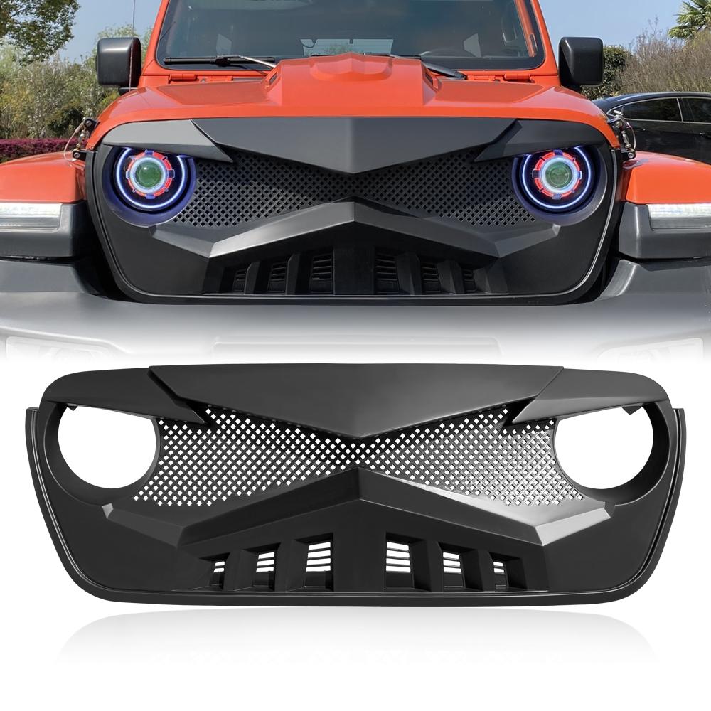 HAWKE GRILLE - MATTE BLACK FOR 18-23 JEEP WRANGLER JL & GLADIATOR JT W/O TRAILCAM