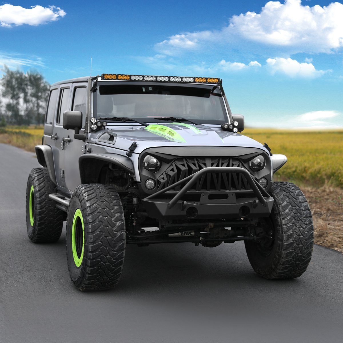 SHARK GRILLE - MATTE BLACK FOR 07-18 WRANGLER JK