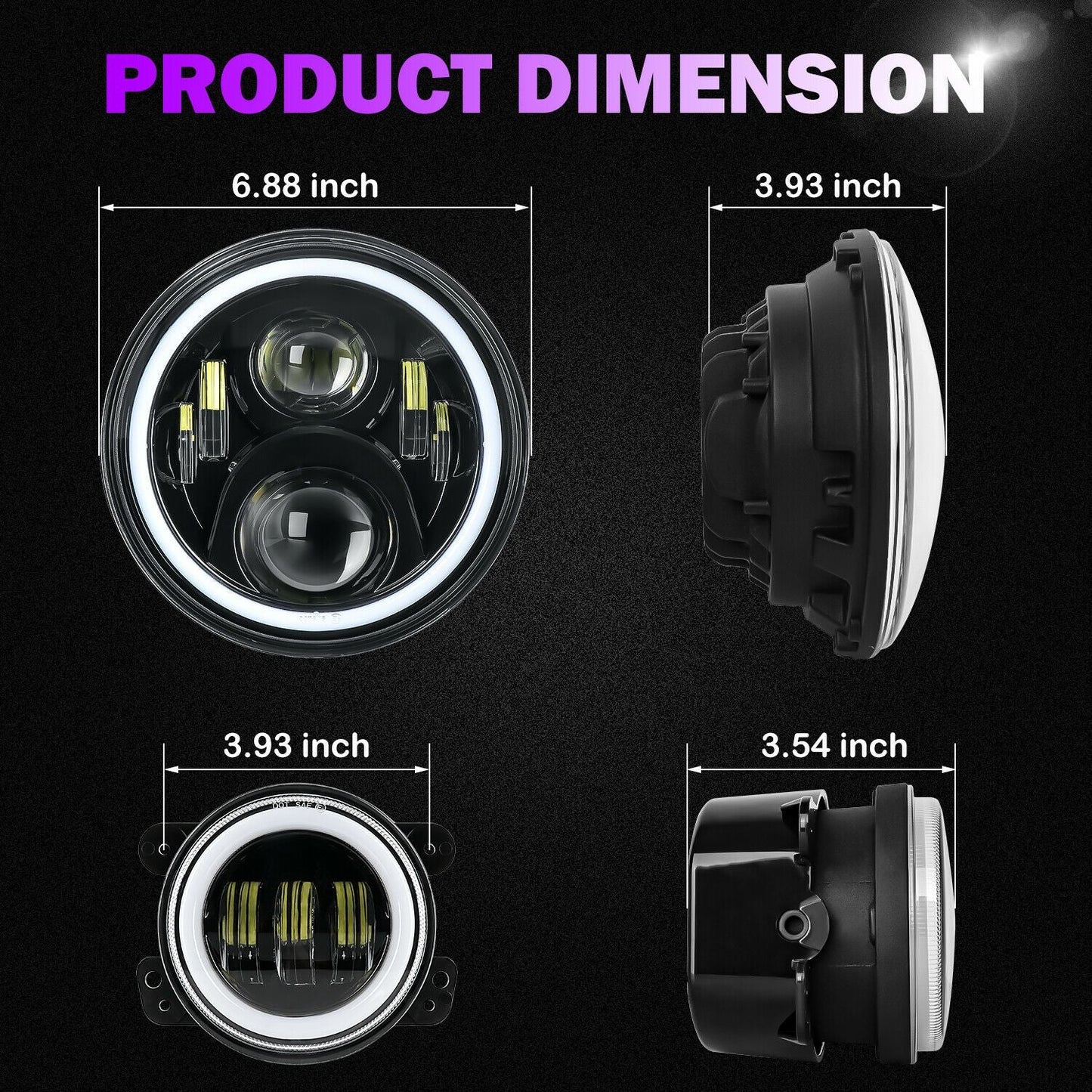 SHARK GRILLE & RGB HALO HEADLIGHTS & RGB HALO FOG LIGHTS COMBO FOR JEEP WRANGLER JK