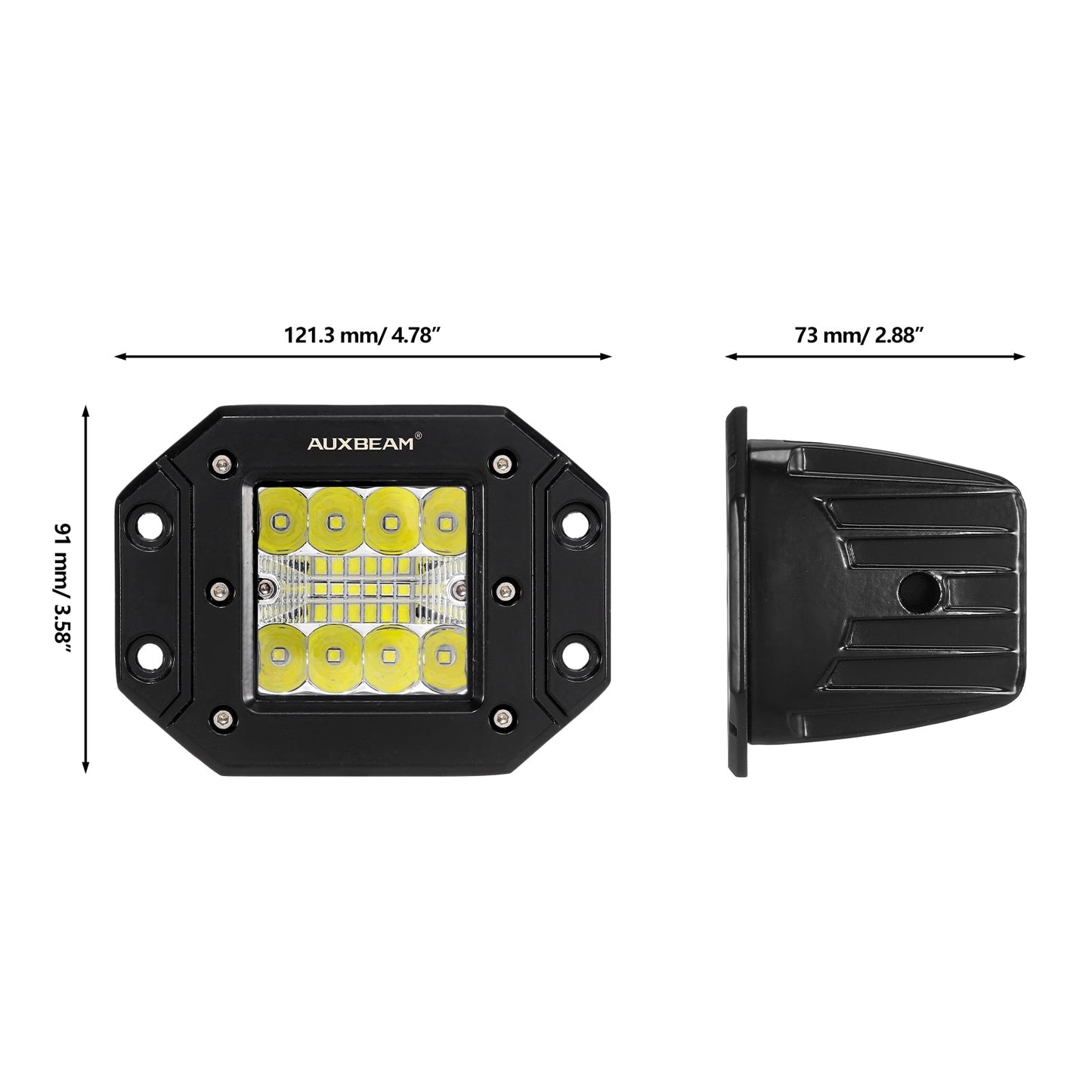 (2PCS/SET) 5 INCH FLUSH MOUNT LED PODS LIGHT SPOT BEAM WITH 2-LEAD WIRING HARNESS FOR JEEP