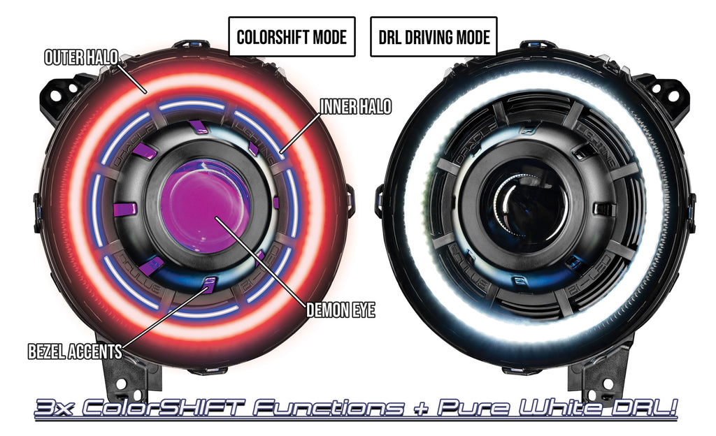 ORACLE LIGHTING OCULUS™ COLORSHIFT BI-LED PROJECTOR HEADLIGHTS FOR JEEP JL / GLADIATOR JT