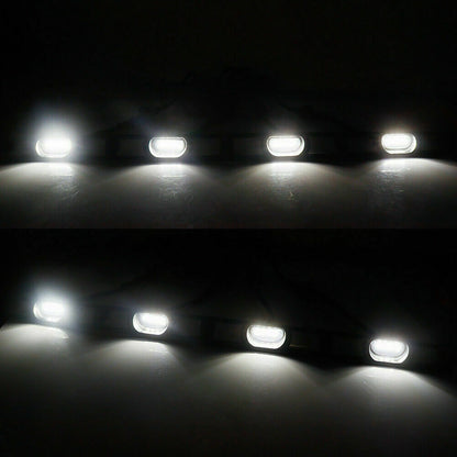 LED FRONT HOOD GRILLE LIGHT WHITE LIGHT RETROFIT WITH WIRING HARNESS FIT FOR TOYOTA TACOMA TRD PRO 2012-2015 (SMOKED SHELL)