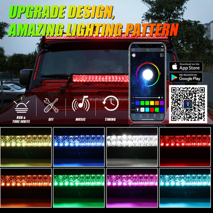 NEW 42 INCH V-PRO SERIES CURVED RGBW COLOR CHANGING OFF ROAD LED LIGHT BAR