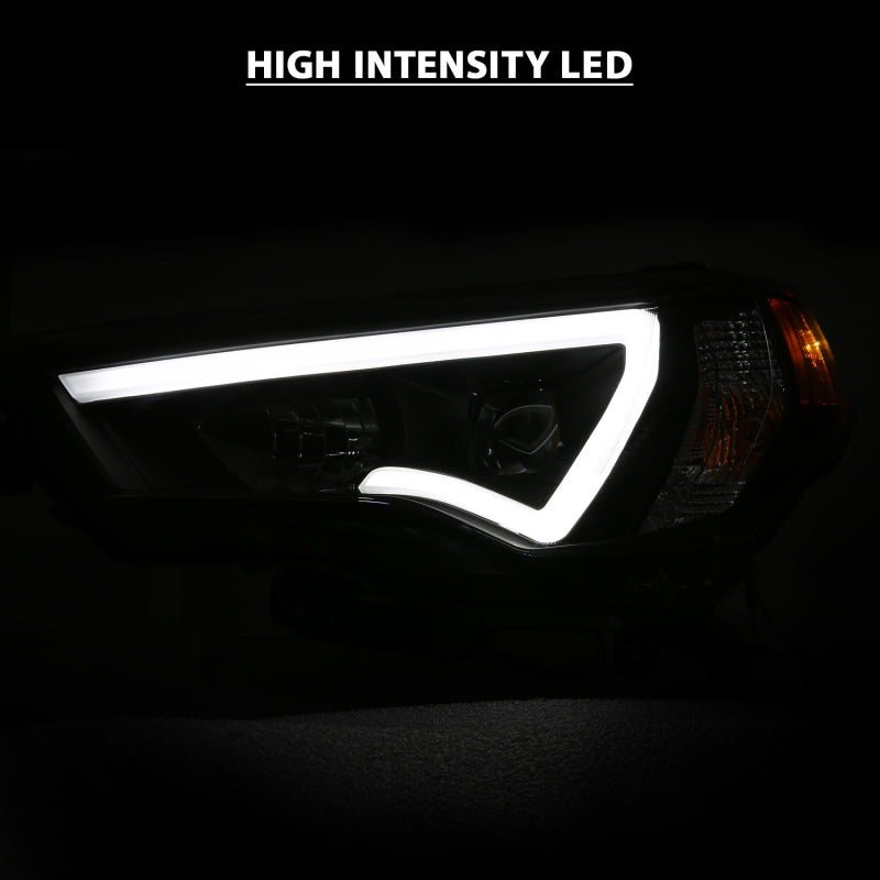 ANZO 14-18 TOYOTA 4 RUNNER PLANK STYLE PROJECTOR HEADLIGHTS BLACK W/ AMBER