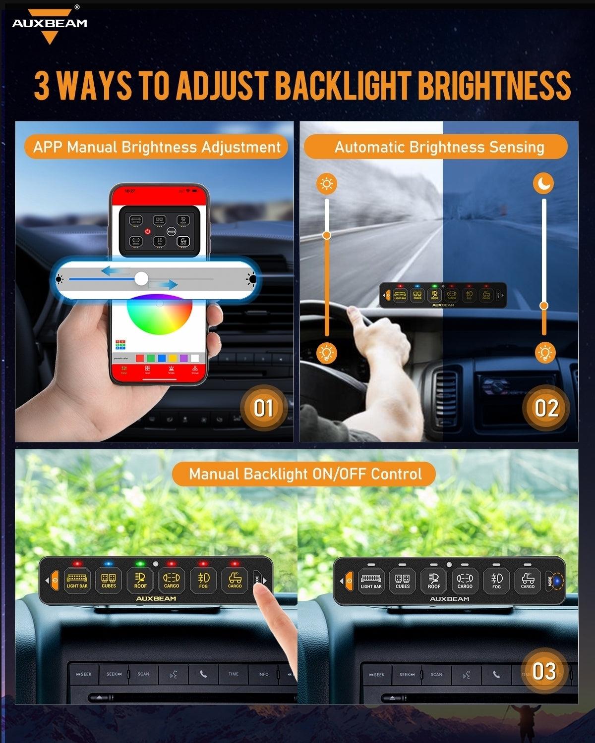 AUXBEAM AS Series 4/6 Gang RGB Slim Switch Panel with APP&Remote Control