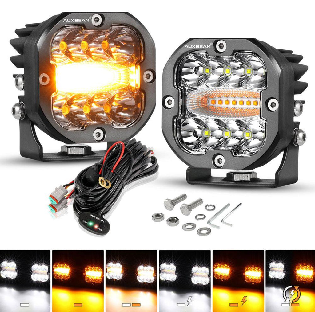 XP-ULTRA SERIES 3 INCH 96W 9600LM LED PODS 6 MODES WHITE AMBER FLASHING LED DRIVING LIGHTS