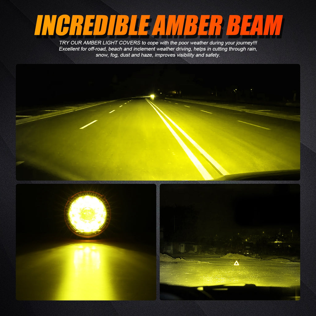 (2PCS/SET) 7 INCH 240W ROUND OFFROAD LED DRIVING LIGHTS WITH DRL+AMBER/BLACK COVERS(OPTIONAL) FOR SUV ATV UTV TRUCKS PICKUP BOAT