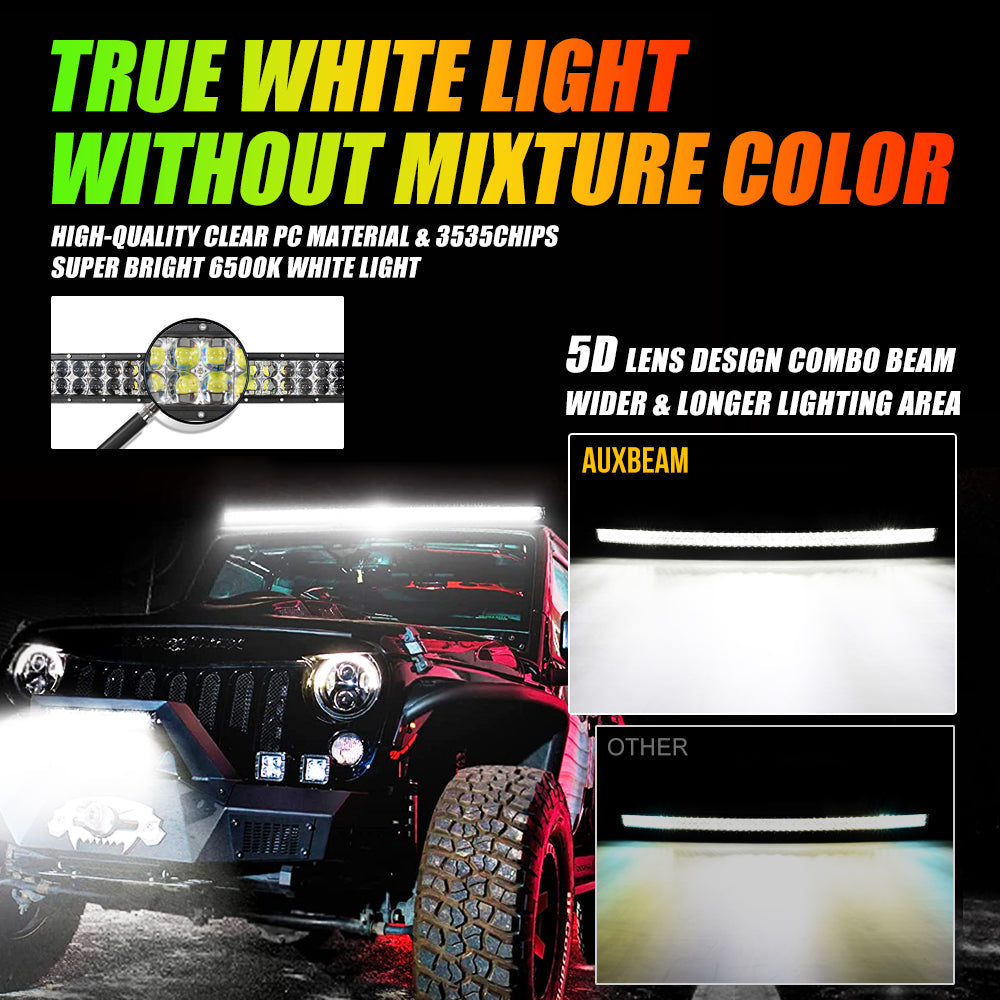 NEW 52 INCH V-PRO SERIES CURVED RGBW COLOR CHANGING OFF ROAD LED LIGHT BAR