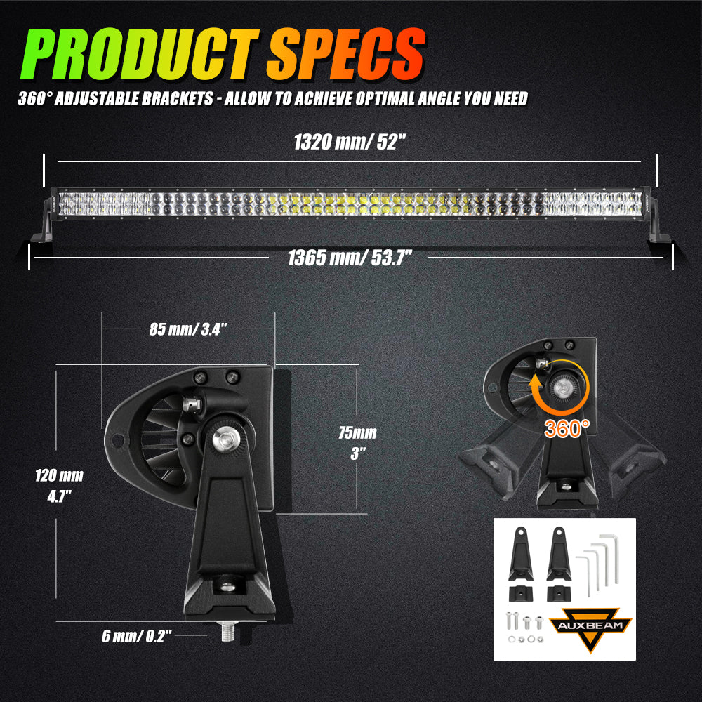 NEW 52 INCH V-PRO SERIES STRAIGHT RGBW COLOR CHANGING OFF ROAD LED LIGHT BAR
