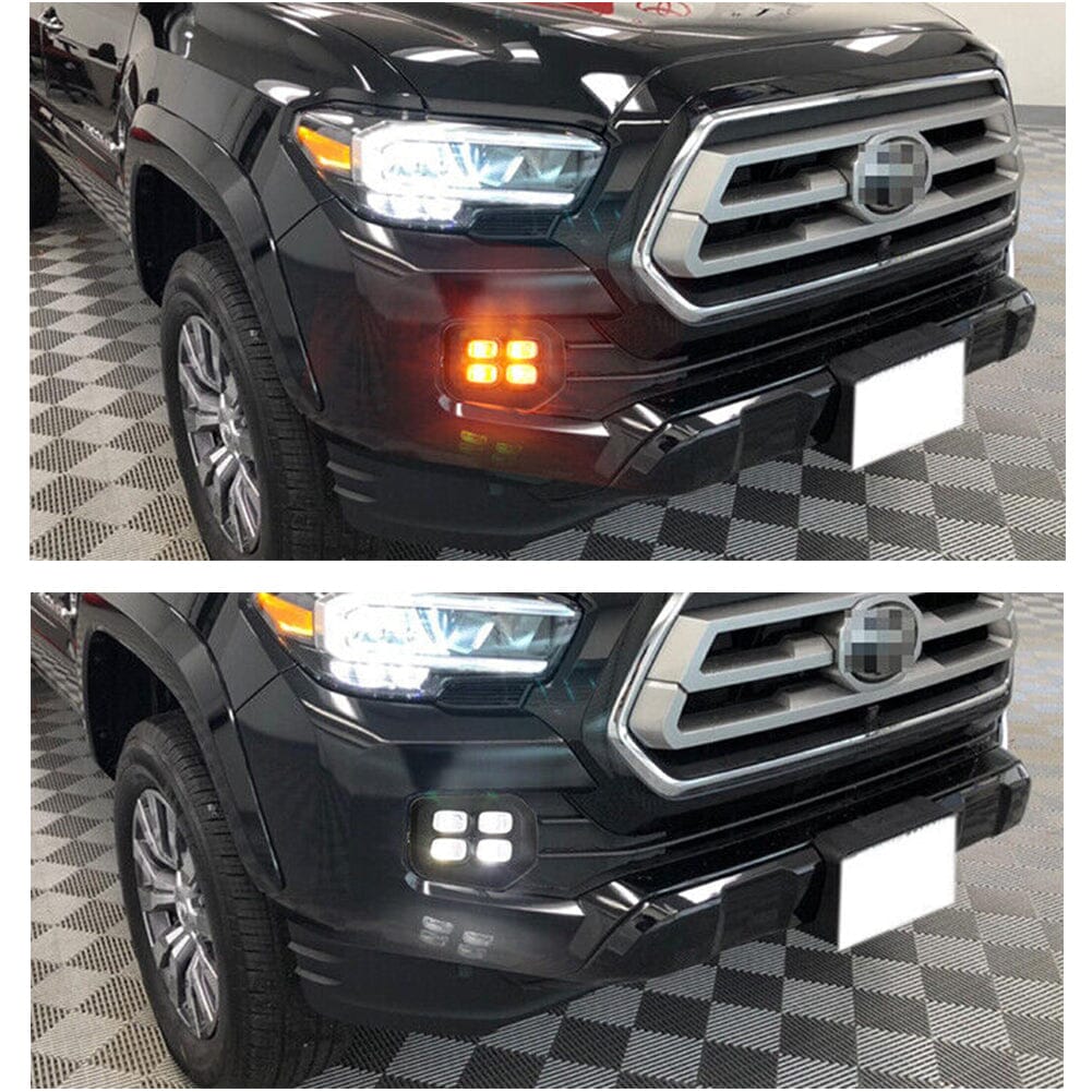 4-EYES DRL LED FOG LIGHTS W/AMBER TURN SIGNAL FOR 2016-2022 TOYOTA TACOMA