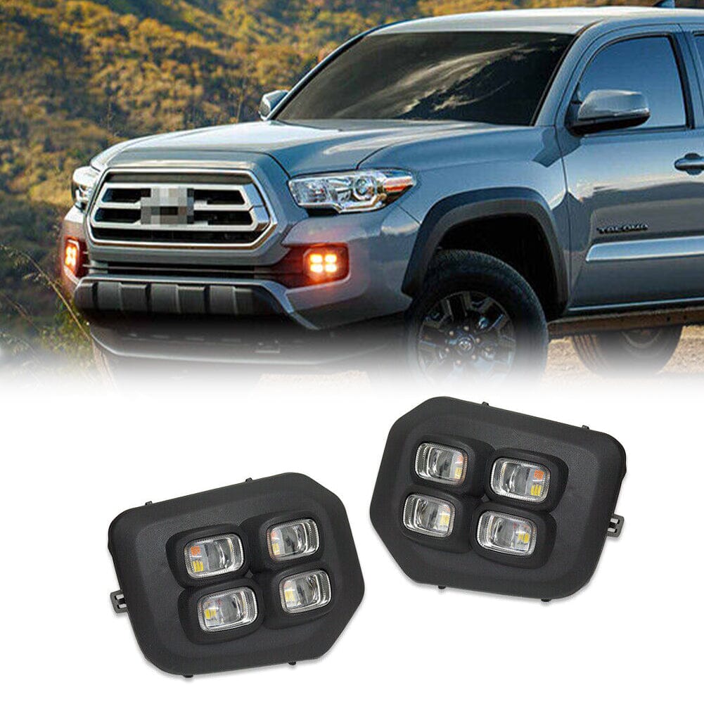 4-EYES DRL LED FOG LIGHTS W/AMBER TURN SIGNAL FOR 2016-2022 TOYOTA TACOMA