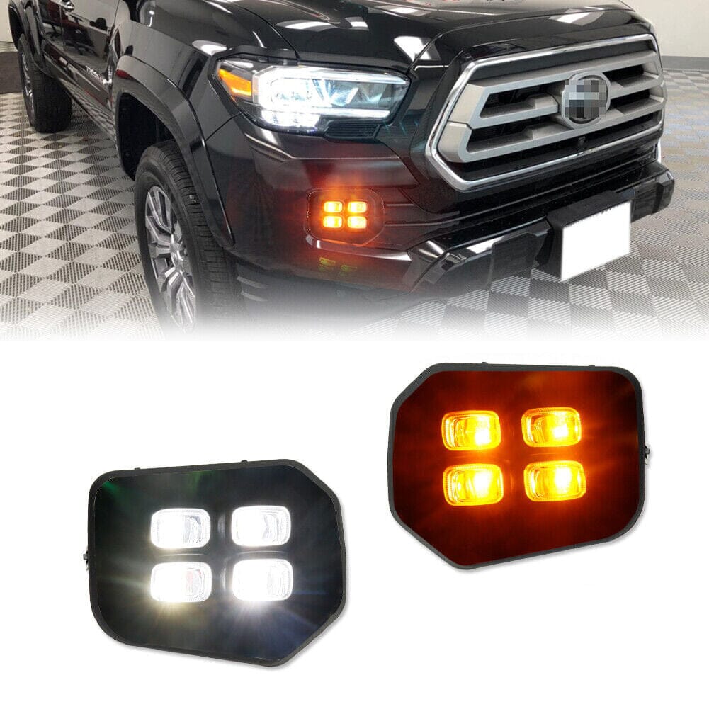 4-EYES DRL LED FOG LIGHTS W/AMBER TURN SIGNAL FOR 2016-2022 TOYOTA TACOMA