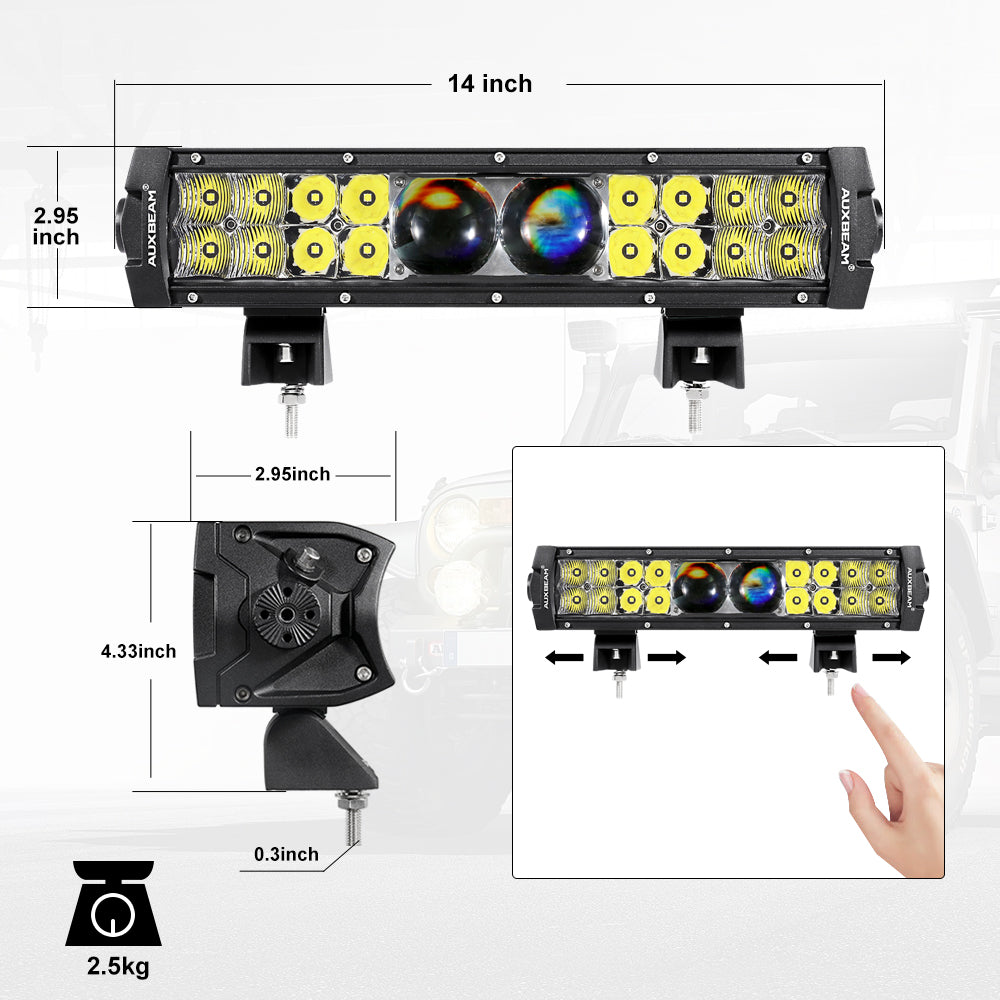 12 INCH 5D-PRO SERIES 12000LM SPOT BEAM OFF ROAD LED LIGHT BAR