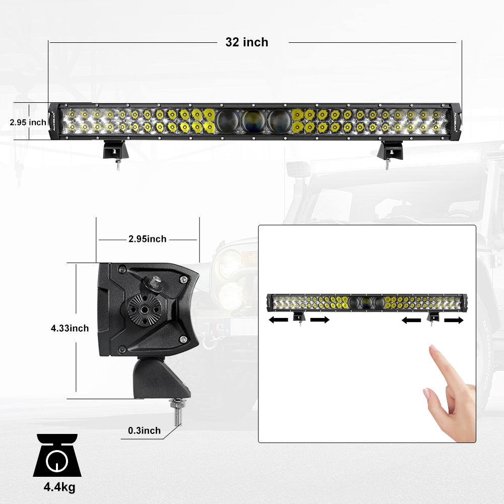 32 INCH 5D-PRO SERIES 33000LM SPOT BEAM OFF ROAD LED LIGHT BAR