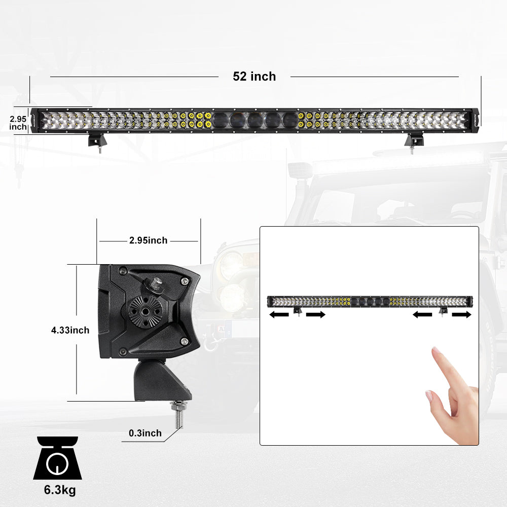 NEW 52 INCH 5D-PRO SERIES 55000LM SPOT BEAM OFF ROAD LED LIGHT BAR