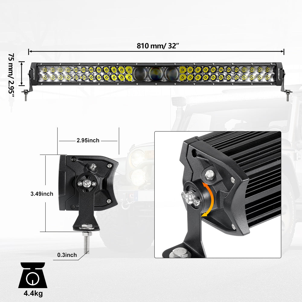 32 INCH 5D-PRO SERIES 33000LM SPOT BEAM OFF ROAD LED LIGHT BAR