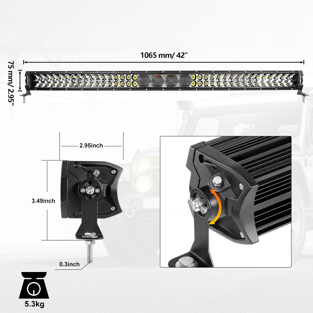 NEW 42 INCH 5D-PRO SERIES 44000LM SPOT BEAM OFF ROAD LED LIGHT BAR