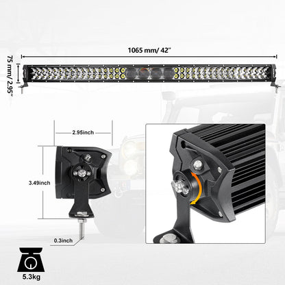 NEW 42 INCH 5D-PRO SERIES 44000LM SPOT BEAM OFF ROAD LED LIGHT BAR
