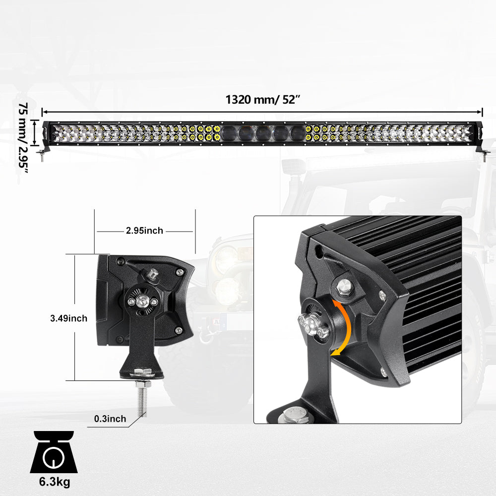 52 INCH 5D-PRO SERIES 55000LM SPOT BEAM OFF ROAD LED LIGHT BAR