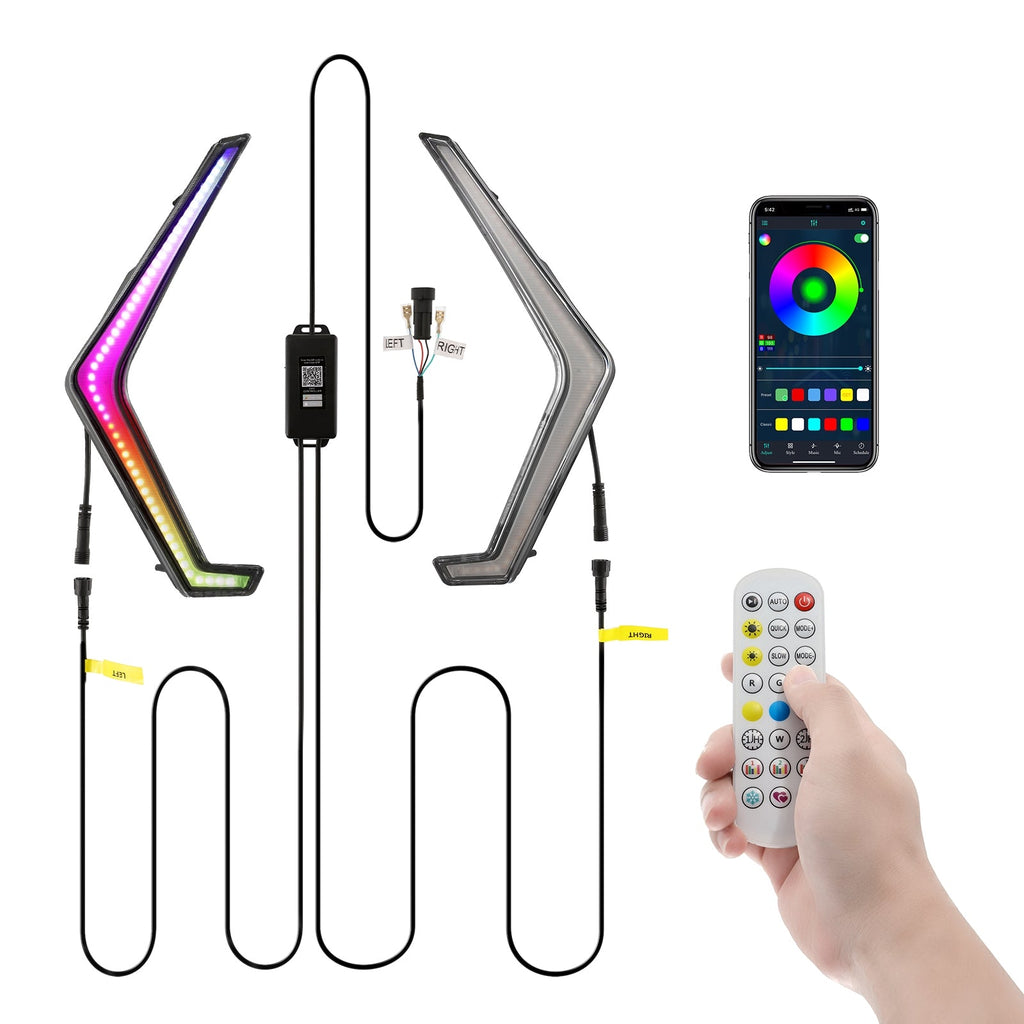 (2PCS/SET) RGB LED TURN SIGNAL LIGHT CHASING COLOR WITH BLUETOOTH APP & REMOTE CONTROL FOR 2019 2020 2021 2022 POLARIS RZR XP 1000 TURBO #2884053