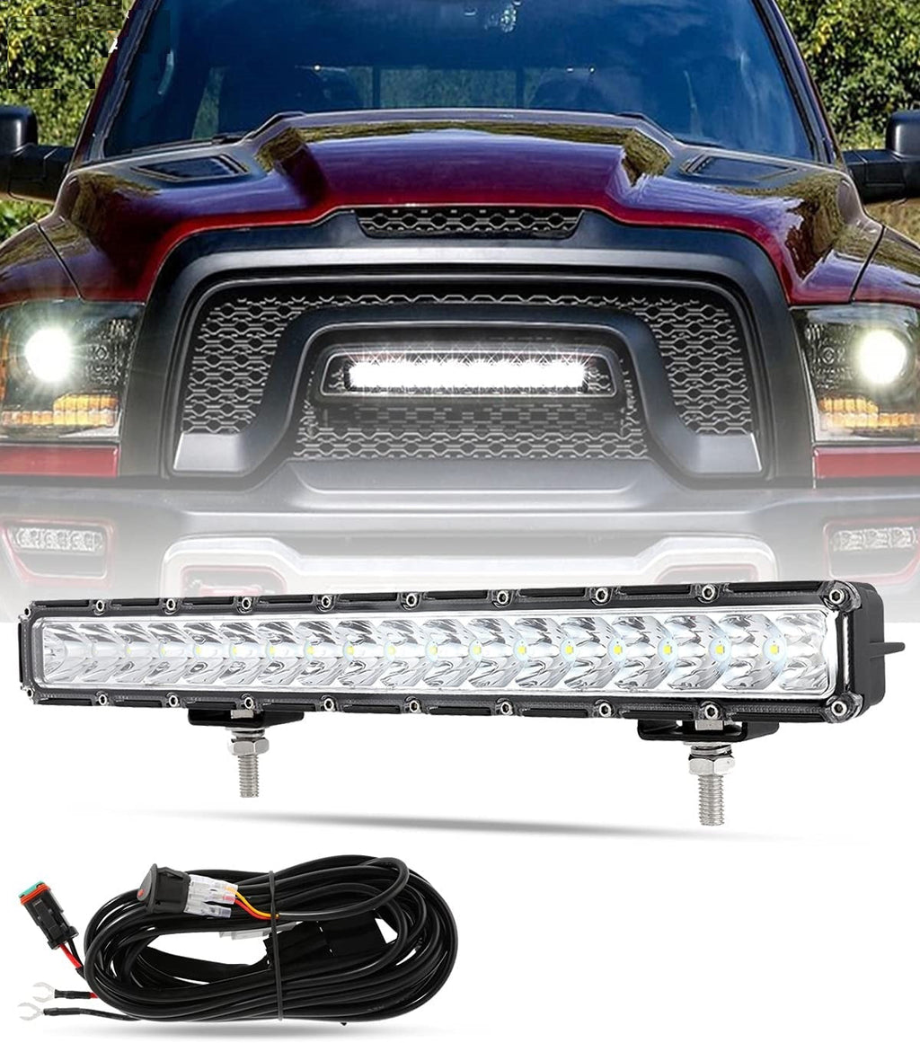 14 INCH 60W SPOT BEAM SINGLE ROW LED LIGHT BAR 5800LM WITH HARNESS KIT