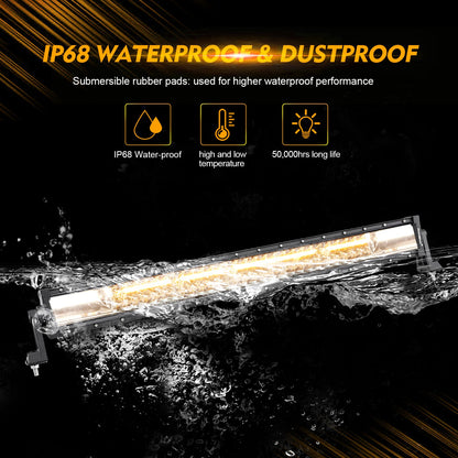 30 INCH 6 MODES WHITE&AMBER STRAIGHT OFF ROAD LED LIGHT BAR