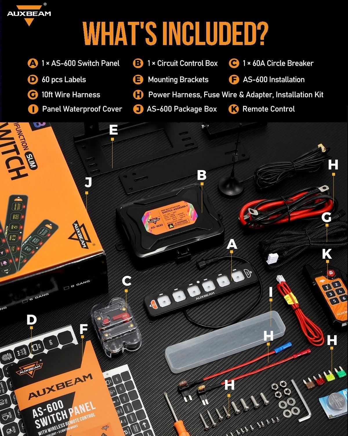 AUXBEAM AS Series 4/6 Gang RGB Slim Switch Panel with APP&Remote Control