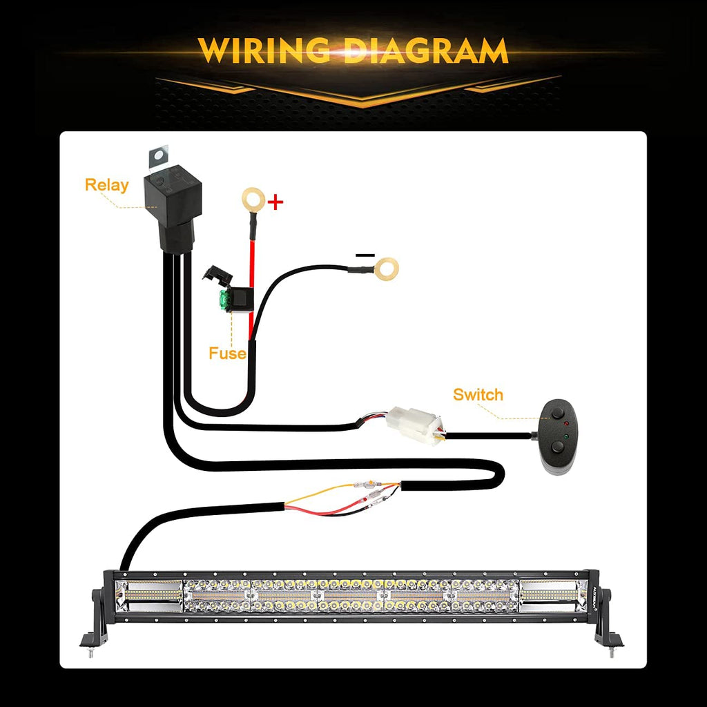 30 INCH 6 MODES WHITE&AMBER STRAIGHT OFF ROAD LED LIGHT BAR